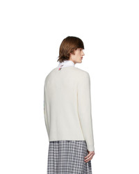 Thom Browne Off White Intarsia 4 Bar Sweater