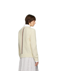 Thom Browne Off White Jersey Stitch Center Back Stripe Sweater