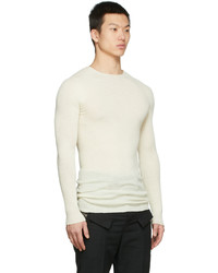 Rick Owens Off White Ribbed Round Neck Sweater