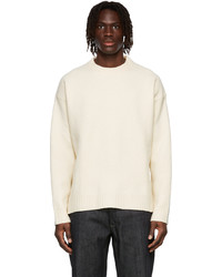 Jil Sander Off White Wool Flannel Sweater