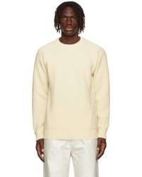 Jil Sander Off White Wool Ribbed Sweater