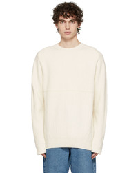 Tom Wood Off White Wool Round Neck Knit Sweater