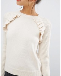 Paul Smith Ps By Ps By Ecru Frill Detail Crew Neck