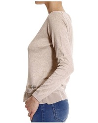 Fay Sweater Knit Crew Neck With Frill Silk E Hook