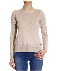 Fay Sweater Knit Crew Neck With Frill Silk E Hook