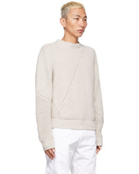 Heliot Emil Taupe Knit Multistructured Crewneck Sweater