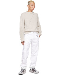 Heliot Emil Taupe Knit Multistructured Crewneck Sweater