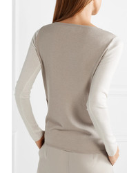 Max Mara Two Tone Silk And Cashmere Blend Sweater