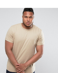 ASOS DESIGN Asos Plus T Shirt With Crew Neck And Roll Sleeve In Beige
