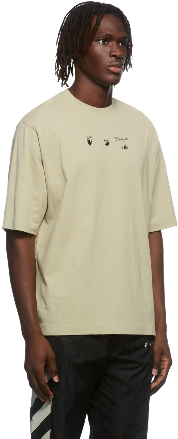 Off-White Beige Paint Splat Arrow T Shirt, $395 | SSENSE | Lookastic