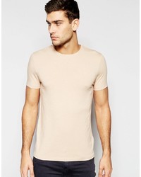 Asos Brand Muscle T Shirt With Crew Neck In Beige Marl