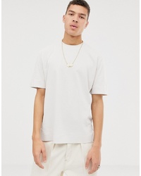 ASOS WHITE Loose Fit T Shirt In Putty Soft Cotton With Double Neck Rib