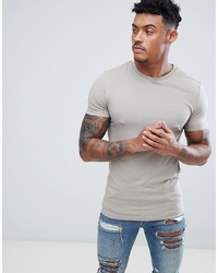 ASOS DESIGN Muscle Fit T Shirt With Crew Neck In Beige