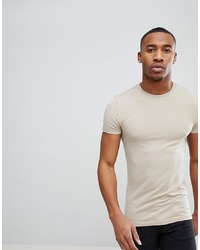 ASOS DESIGN Muscle Fit T Shirt With Crew Neck In Beige