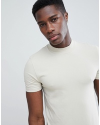 ASOS DESIGN Muscle Fit T Shirt With Turtle Neck In Beige