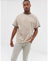 ASOS DESIGN Oversized Longline T Shirt With Contrast Tipping In Poly Tricot