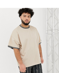 ASOS DESIGN Plus Oversized Longline T Shirt With Contrast Tipping In Poly Tricot