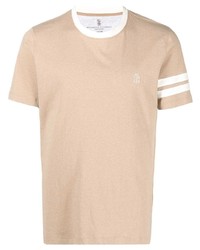 Brunello Cucinelli Stripe Sleeve T Shirt