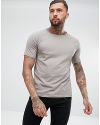 ASOS DESIGN T Shirt With Raglan And Rib Insert In Beige