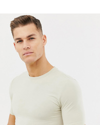 ASOS DESIGN Tline Muscle Fit T Shirt With Crew Neck And Stretch In Beige