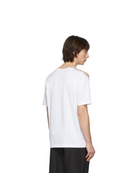 Junya Watanabe White And Beige Thin Knit Jersey T Shirt