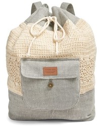 Beige Crochet Backpack