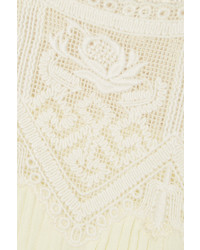 Sea Crochet Trimmed Cotton Gauze Blouse Cream