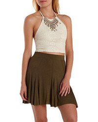 Charlotte Russe Cropped Crochet Halter Top