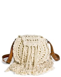 Mossimo Supply Co Crochet Crossbody Circle Handbag With Fringe Ivory Supply Cotm