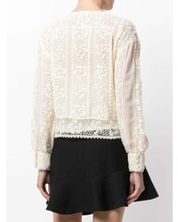 RED Valentino Crochet And Sheer Panel Blouse