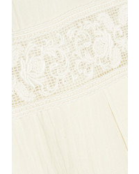 Sea Crochet Trimmed Cotton Gauze Maxi Dress Cream