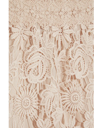 Anna Sui Romantique Ruffled Crocheted Lace Maxi Dress Cream