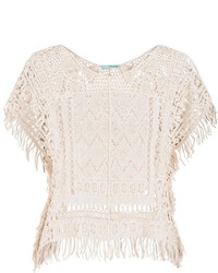 Maurices Crochet Cropped Poncho Top With Fringe