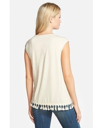 Chaus Crochet Lace Top With Fringe