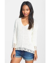 Lucky Brand Issy Crochet Lace Trim Sweater
