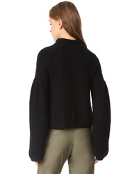 Autumn Cashmere Cropped Sweater With Trumpet Sleeves