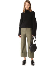 Autumn Cashmere Cropped Sweater With Trumpet Sleeves