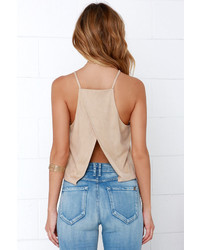 LuLu*s Loved And Posh Beige Suede Top