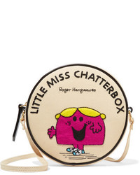 Olympia Le-Tan Little Miss Chatterbox Appliqud Cotton Faille Shoulder Bag Cream