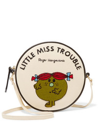 Olympia Le-Tan Little Miss Trouble Appliqud Cotton Faille Shoulder Bag Cream