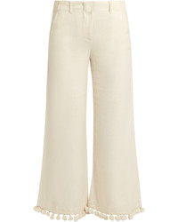 Figue Matador Pompom Cropped Silk Twill Trousers