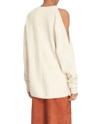Tibi Shoulder Cutout Side Button Sweater