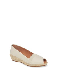 Beige Cutout Leather Wedge Pumps