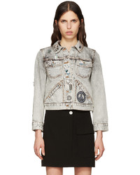 Marc Jacobs Ecru Denim Embroidered Shrunken Jacket