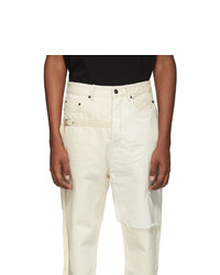 Rick Owens DRKSHDW Off White Combo Collapse Cropped Jeans