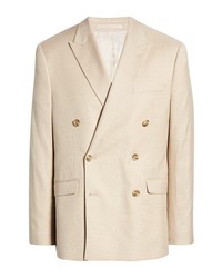 Topman Double Breasted Suit Jacket In Stone At Nordstrom