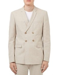 Topman Skinny Fit Cotton Linen Double Breasted Suit Jacket
