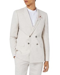 Topman Skinny Fit Double Breasted Marled Suit Jacket