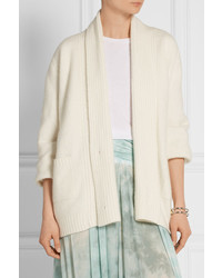 The Elder Statesman Double Breasted Cashmere Blend Cardigan Ivory