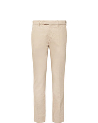 Salle Privée Beige Gehry Slim Fit Cotton And Linen Blend Twill Suit Trousers
